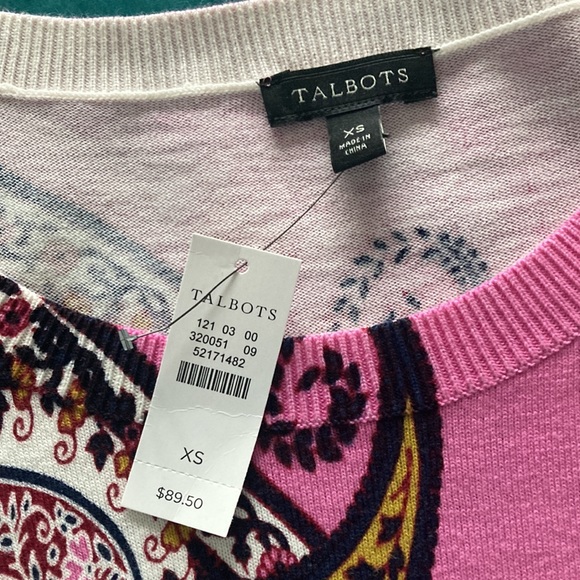 Talbots Spring Paisley Sweater XS NWT - Picture 2 of 3